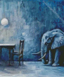 Sad Blue Elephant Diamond Painting