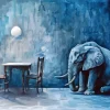 Sad Blue Elephant Diamond Painting