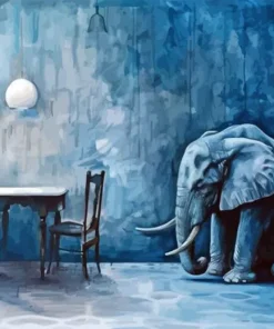 Sad Blue Elephant Diamond Painting