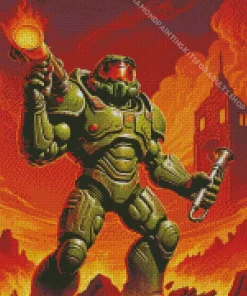 The Doomguy Video Game Diamond Painting