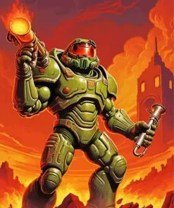 The Doomguy Video Game Diamond Painting