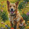 Aesthetic Dog And Flowers Diamond Painting
