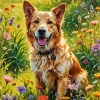 Aesthetic Dog And Flowers Diamond Painting