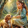 Aesthetic Dog With Girl Art Diamond Painting