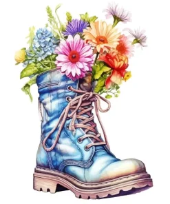 Aesthetic Flower On Shoes Art Diamond Painting