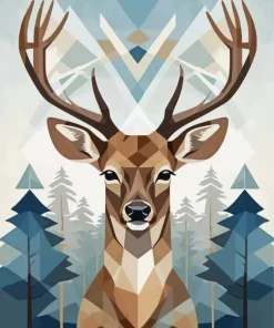 Aesthetic Geometric Deer Art Diamond Painting