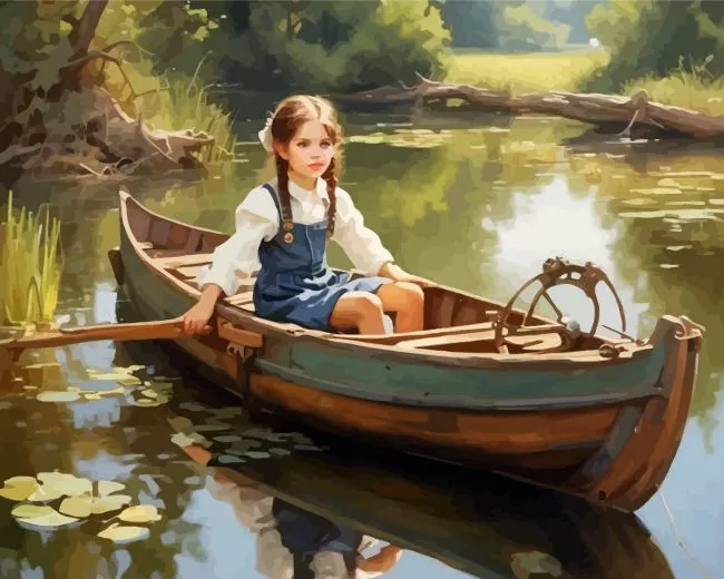aesthetic girl in boat art Diamond Paints Aesthetic Girl In Boat Art Diamond Painting