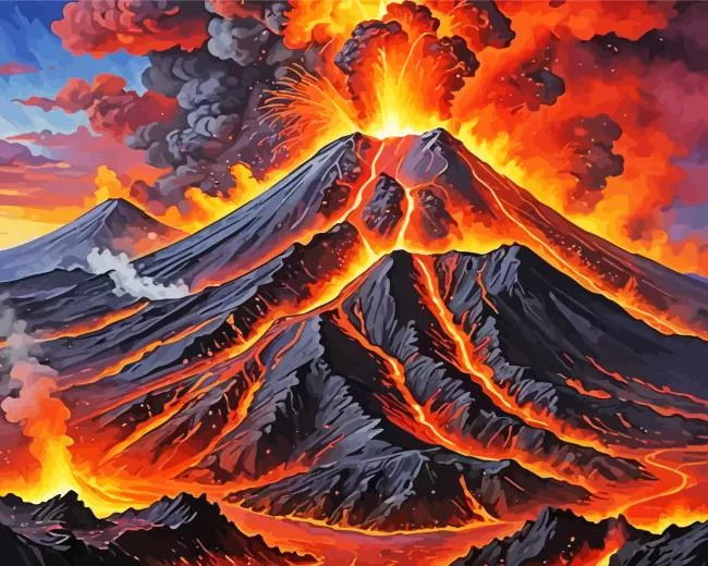 aesthetic volcano art Diamond By Numbers