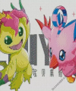 Biyomon And Palmon Diamond Painting