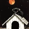 Black Dog And House Diamond Painting