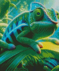 Blue And Green Chameleon Diamond Painting
