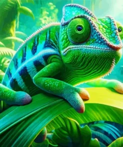 Blue And Green Chameleon Diamond Painting
