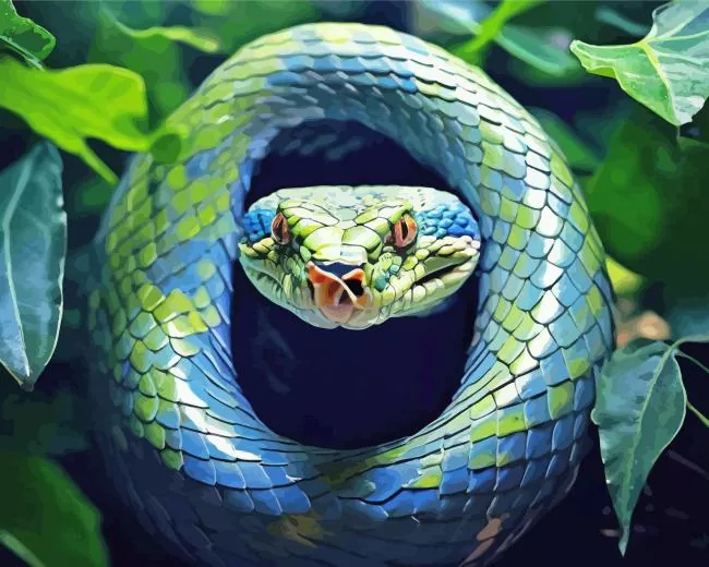 blue and green pit vipers Diamond With Numbers Blue And Green Pit Vipers Diamond Painting