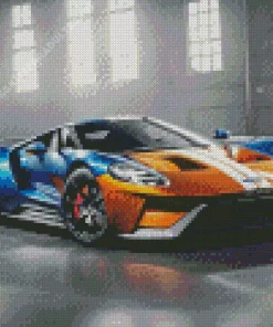 Blue And Orange GT40 Car Diamond Painting