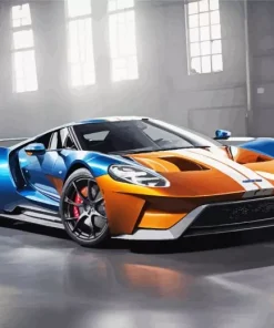 Blue And Orange GT40 Car Diamond Painting