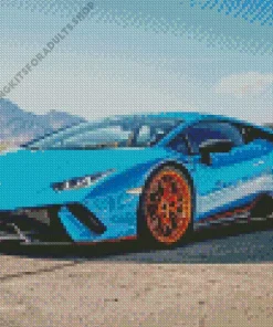 Blue And Orange Lamborghini Car Diamond Painting
