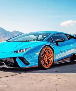 Blue And Orange Lamborghini Car Diamond Painting