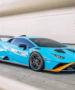 Blue And Orange Lamborghini Sport Car Diamond Painting