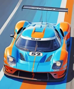 Blue And Orange Race Car Diamond Painting
