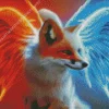 Blue And Orange White Fox Diamond Painting