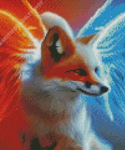 Blue And Orange White Fox Diamond Painting