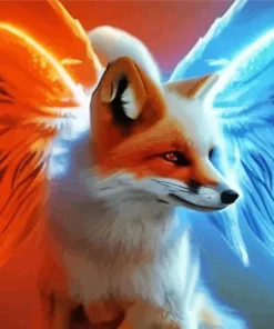 Blue And Orange White Fox Diamond Painting