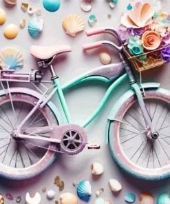 Blue And Pink Bike Diamond Painting