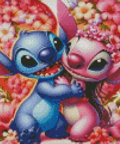 Blue And Pink Stitch Diamond Painting