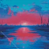 Blue And Pink Sunset Sky Diamond Painting