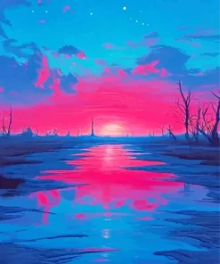Blue And Pink Sunset Sky Diamond Painting