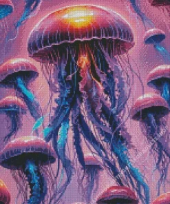 Blue And Purple Jellyfish Diamond Painting