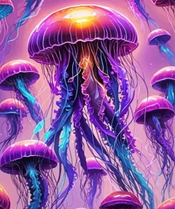 Blue And Purple Jellyfish Diamond Painting