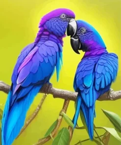 Blue And Purple Parrots Diamond Painting