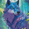 Blue And Purple Wolf Diamond Painting
