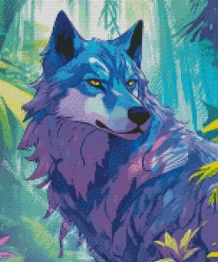 Blue And Purple Wolf Diamond Painting