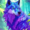 Blue And Purple Wolf Diamond Painting