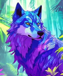 Blue And Purple Wolf Diamond Painting