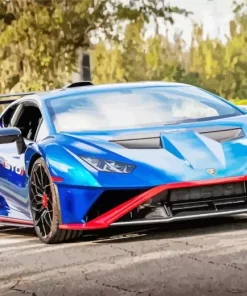 Blue And Red Lamborghini Diamond Painting