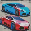Blue And Red Lamborghini Cars Diamond Painting