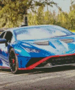 Blue And Red Lamborghini Diamond Painting