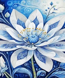 Blue And White Flower Diamond Painting