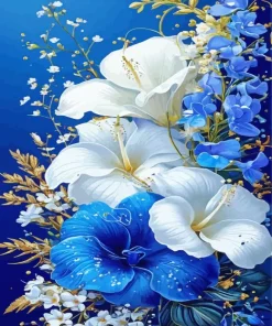 Blue And White Flowers Diamond Painting