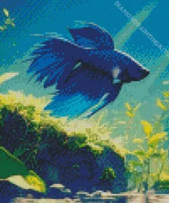 Blue Betta Fish Underwater Diamond Painting