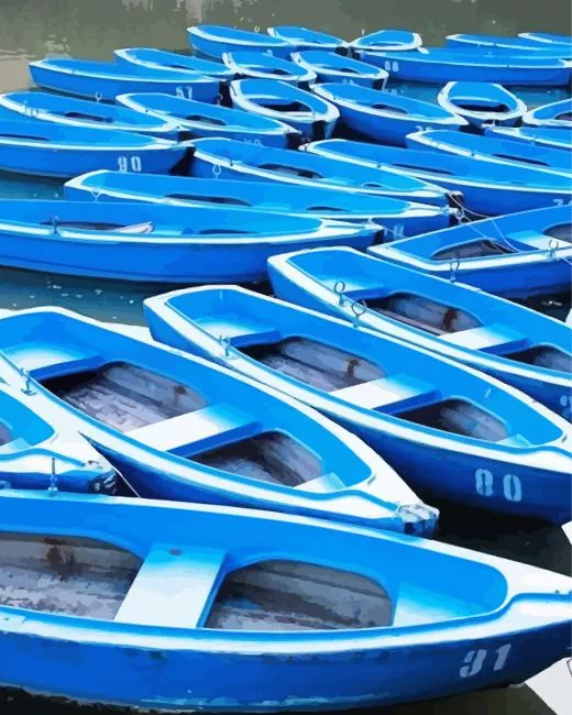 blue boats Diamond With Numbers Blue Boats Diamond Painting