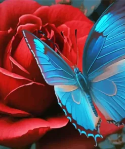 Blue Butterfly And Flower Diamond Painting