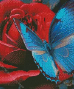 Blue Butterfly And Flower Diamond Painting