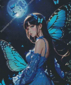 Blue Butterfly Girl Diamond Painting