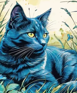 Blue Cat Art Diamond Painting
