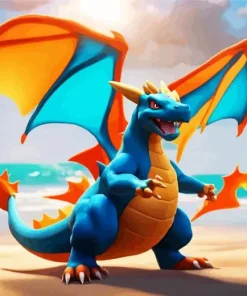 Blue Charizard On The Beach Diamond Painting