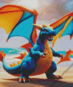Blue Charizard On The Beach Diamond Painting